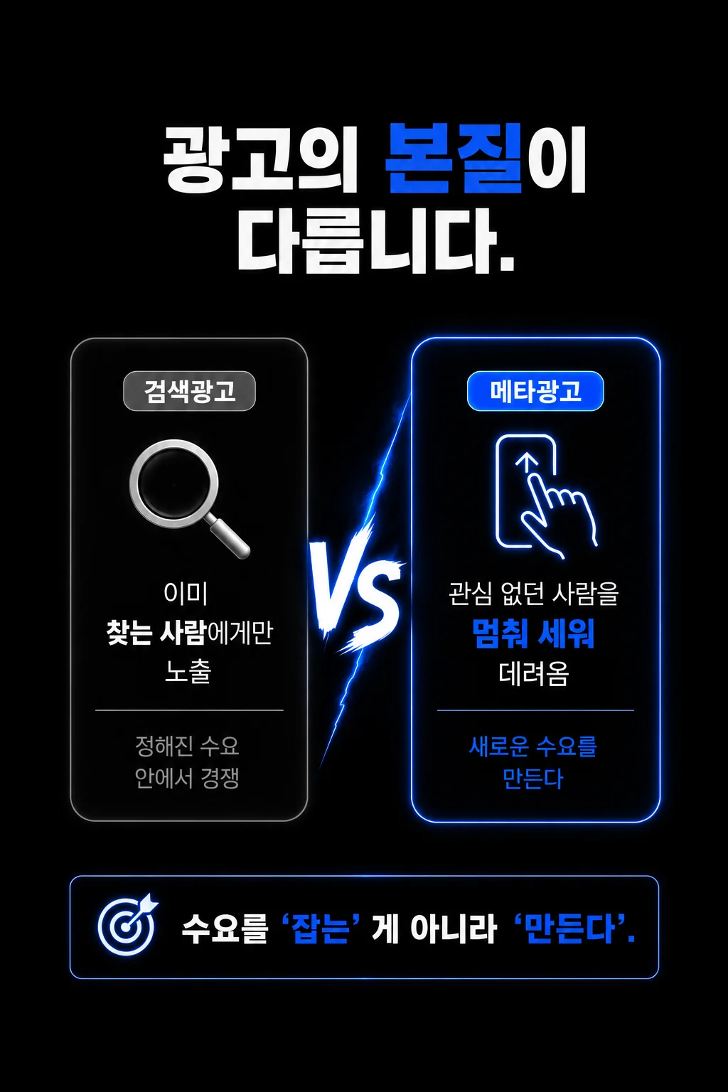 광고의 본질이 다릅니다 - 검색광고 vs 메타광고, 수요를 만든다